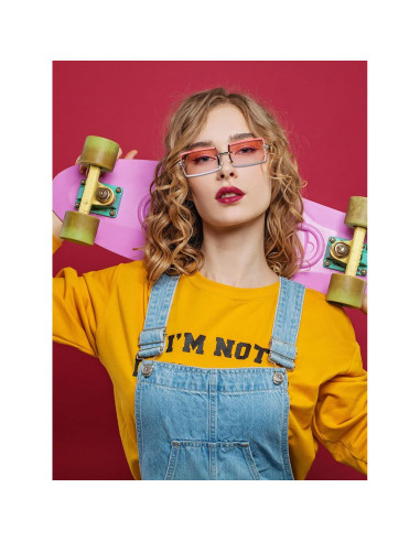 Gafas de Sol Rectangulares Sin Montura 4 Pares Vintage