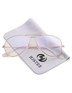 Gafas de Aviador HJSTES Anti Luz Azul Marco Oro Rosa