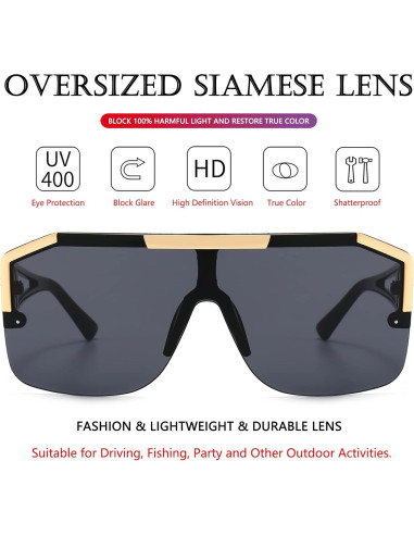 AIEYEZO Gafas de Sol Cuadradas Retro con Lente Plana