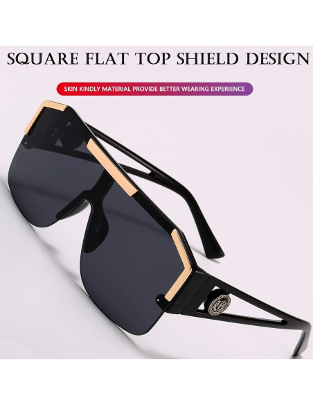 AIEYEZO Gafas de Sol Cuadradas Retro con Lente Plana