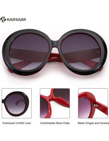Gafas de sol redondas Karsaer UV400 grandes unisex