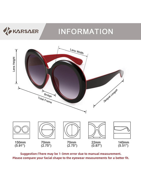 Gafas de sol redondas Karsaer UV400 grandes unisex