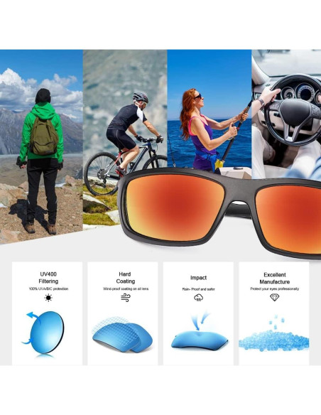 Gafas de Sol Deportivas POLARKING Espejo Naranja UV400