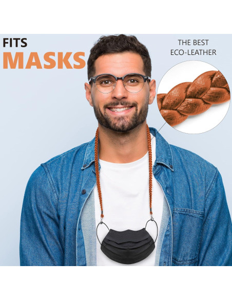 Soporte de Cadena para Gafas Sigonna - Cuero ECO Marrón