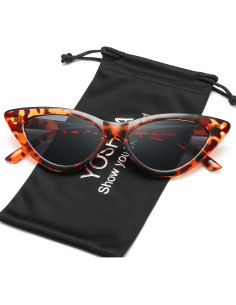 Gafas de sol retro de ojo de gato para mujer - Leopardo Gris 2