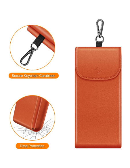 Estuche Doble para Gafas Fintie Naranja con Mosquetón