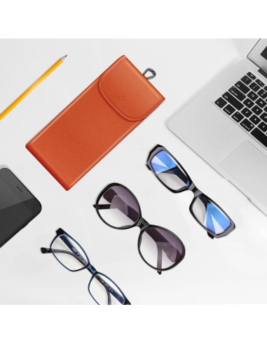 Estuche Doble para Gafas Fintie Naranja con Mosquetón