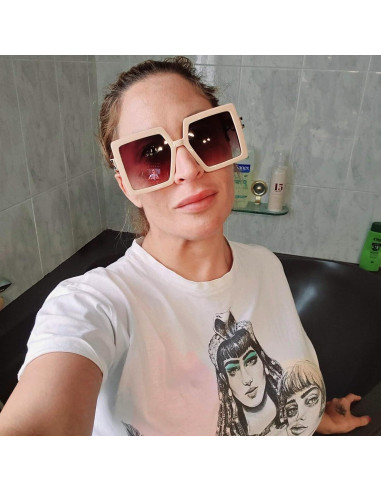 Gafas de Sol AIEYEZO Cuadradas Oversized UV400 Beige/Marrón