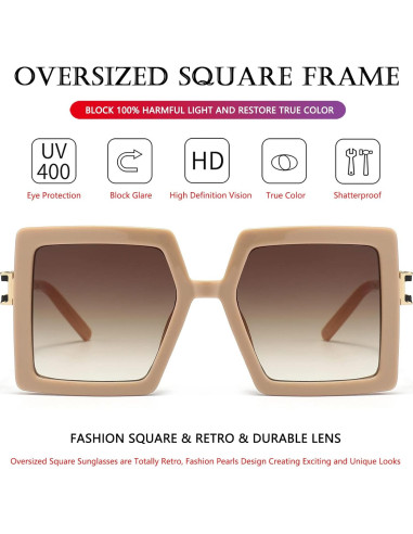 Gafas de Sol AIEYEZO Cuadradas Oversized UV400 Beige/Marrón