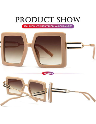 Gafas de Sol AIEYEZO Cuadradas Oversized UV400 Beige/Marrón