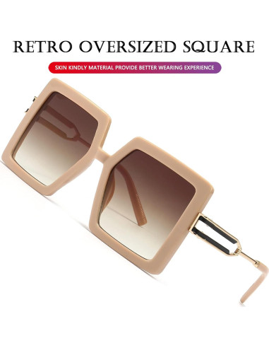 Gafas de Sol AIEYEZO Cuadradas Oversized UV400 Beige/Marrón
