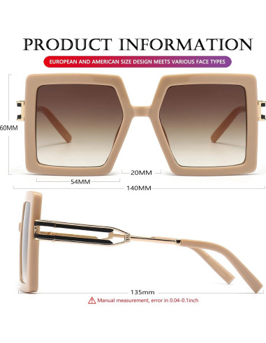Gafas de Sol AIEYEZO Cuadradas Oversized UV400 Beige/Marrón