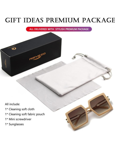 Gafas de Sol AIEYEZO Cuadradas Oversized UV400 Beige/Marrón