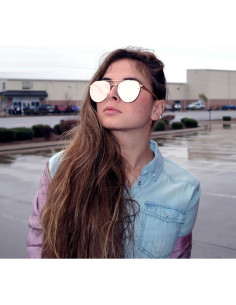 Gafas de Sol Aviador Metal Oro Espejo Rosa Moda 2