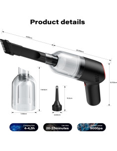 Aspiradora Inalámbrica APPS2Car WT-US-CV1 9000Pa 3 en 1 2