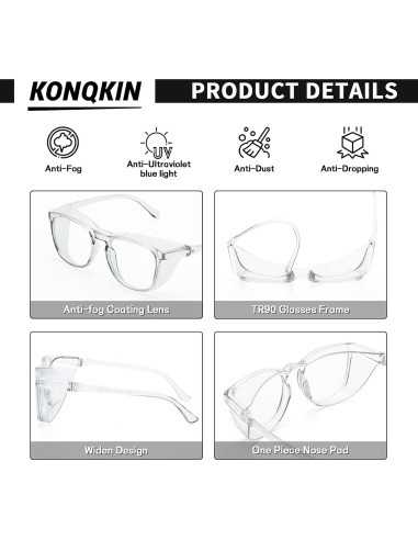 Gafas de Seguridad Konqkin - Antiniebla y Antirrayones