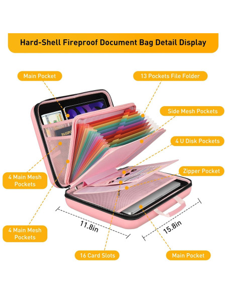 Caja de Archivos Aobteeny a Prueba de Fuego y Agua 39x29cm