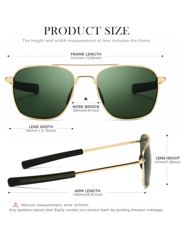 Gafas de sol piloto SUNGAIT polarizadas para hombres