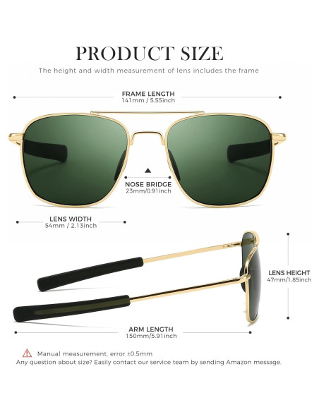 Gafas de sol piloto SUNGAIT polarizadas para hombres