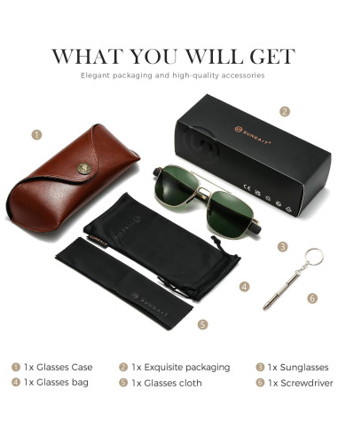 Gafas de sol piloto SUNGAIT polarizadas para hombres