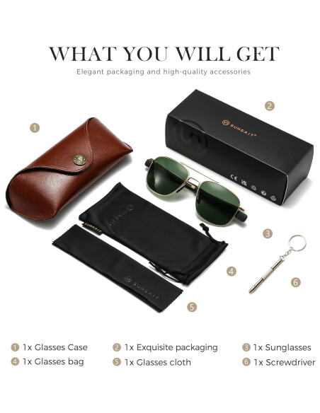 Gafas de sol piloto SUNGAIT polarizadas para hombres