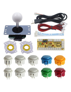 Kit Arcade DIY SJ@JX con Joystick y 10 Botones Blancos