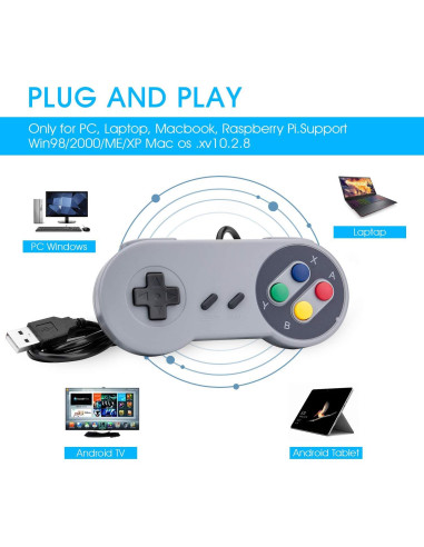 Controlador USB Rii GP100 Retro para Juegos Clásicos - 2 Pzs