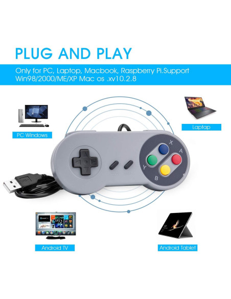 Controlador USB Rii GP100 Retro para Juegos Clásicos - 2 Pzs