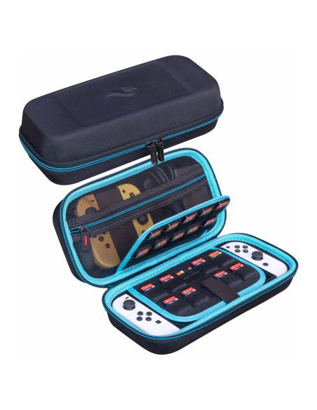 Funda ButterFox para Nintendo Switch OLED, 18 juegos, Negro/Azul