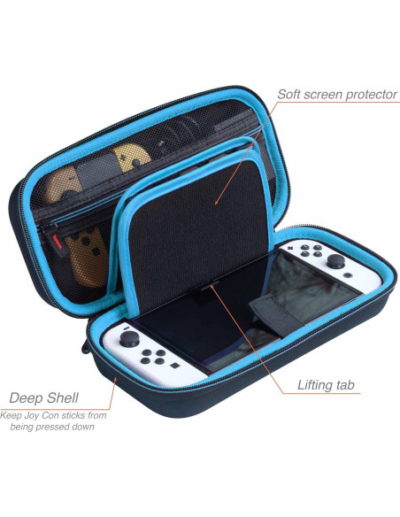 Funda ButterFox para Nintendo Switch OLED, 18 juegos, Negro/Azul