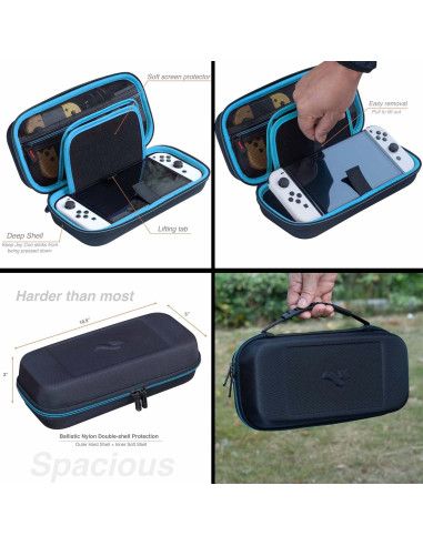 Funda ButterFox para Nintendo Switch OLED, 18 juegos, Negro/Azul