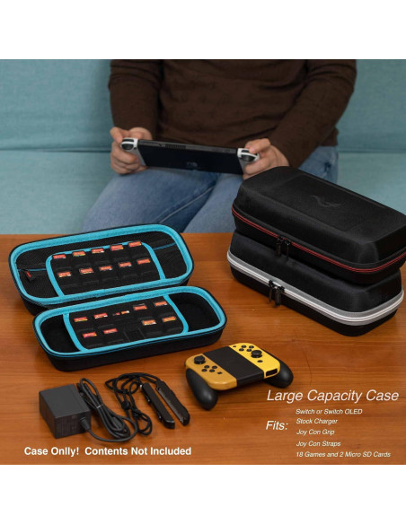 Funda ButterFox para Nintendo Switch OLED, 18 juegos, Negro/Azul