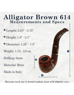 Pipa de Brezo Savinelli Alligator 614 Hecha a Mano Marrón 2