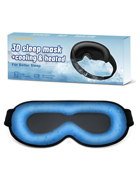 Máscara de Sueño 3D FACEMOON Gel Frío Ajustable Negro