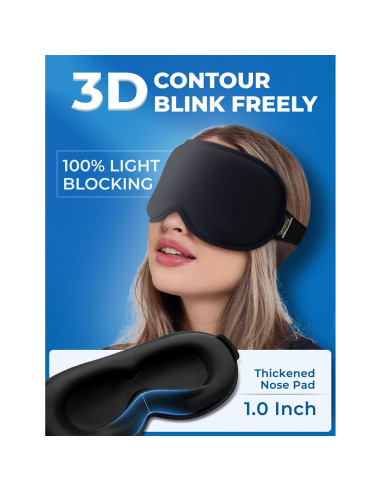 Máscara de Sueño 3D FACEMOON Gel Frío Ajustable Negro