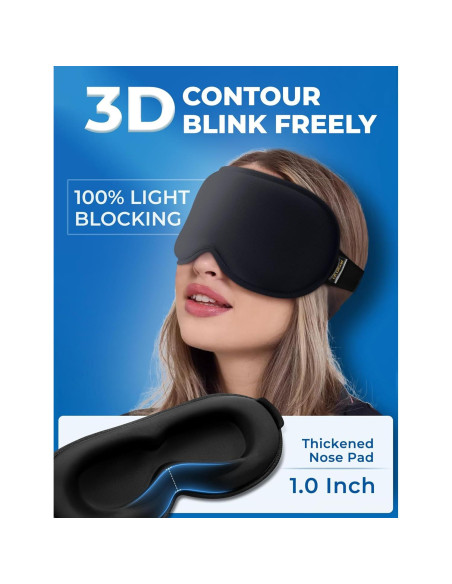 Máscara de Sueño 3D FACEMOON Gel Frío Ajustable Negro