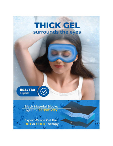 Máscara de Sueño 3D FACEMOON Gel Frío Ajustable Negro