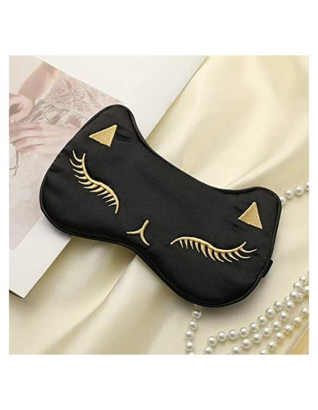 Máscara de Sueño PERFECTSIGHT Gato Negro Ajustable Seda