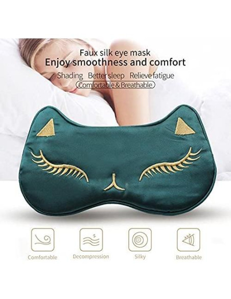 Máscara de Sueño PERFECTSIGHT Gato Negro Ajustable Seda