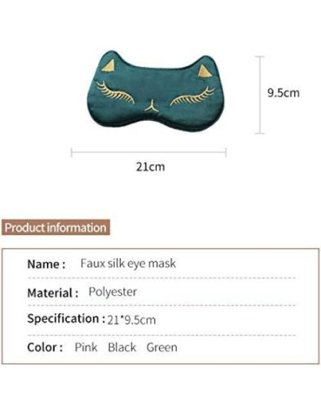 Máscara de Sueño PERFECTSIGHT Gato Negro Ajustable Seda