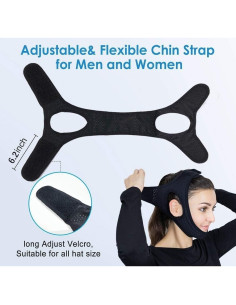 Correa de Barbilla Antirronquidos Vosaro Ajustable Negra 2