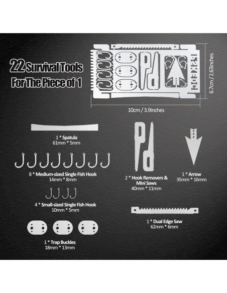 Kit de Supervivencia Hukado 9 Piezas con Multitool Camping