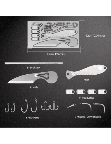 Kit de Supervivencia Hukado 9 Piezas con Multitool Camping