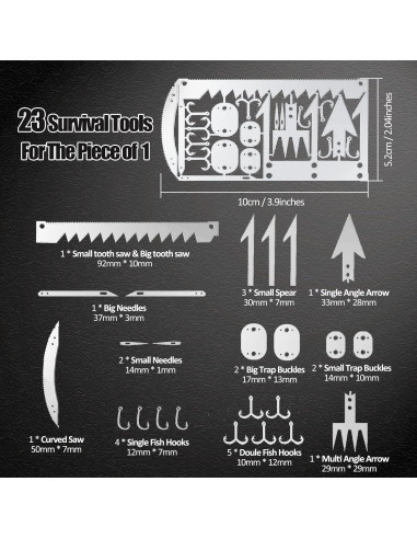 Kit de Supervivencia Hukado 9 Piezas con Multitool Camping