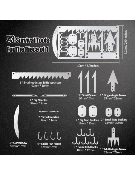 Kit de Supervivencia Hukado 9 Piezas con Multitool Camping