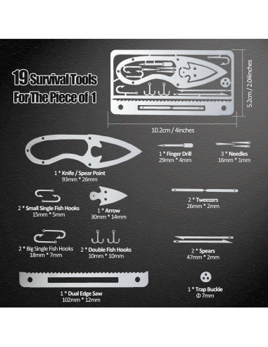 Kit de Supervivencia Hukado 9 Piezas con Multitool Camping