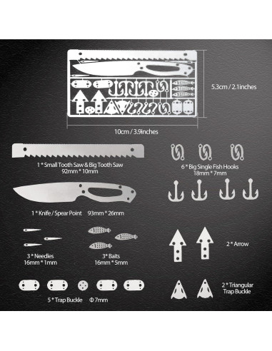 Kit de Supervivencia Hukado 9 Piezas con Multitool Camping