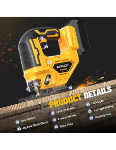 Sierra de calar inalámbrica NATBEESY 20V, 2900RPM, 45 2