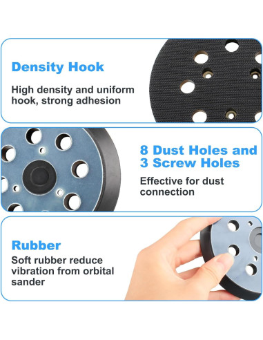 2 Pcs Almohadilla Lijadora 5" Gancho Bucle DeWalt Makita