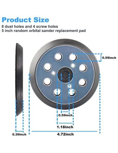 2 Pcs Almohadilla Lijadora 5" Gancho Bucle DeWalt Makita